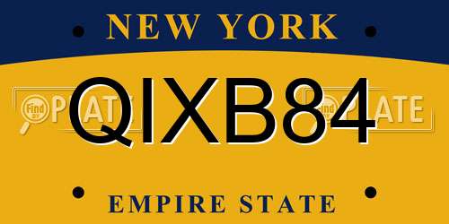QIXB84 New York License Plate