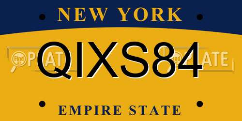 QIXS84 New York License Plate