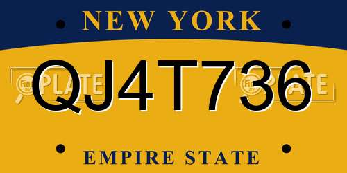 QJ4T736 New York License Plate