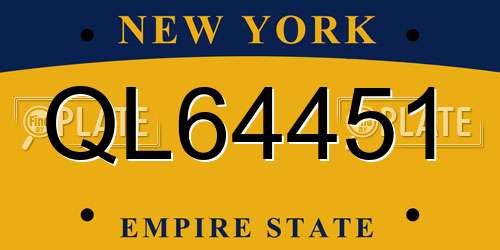 QL64451 New York License Plate