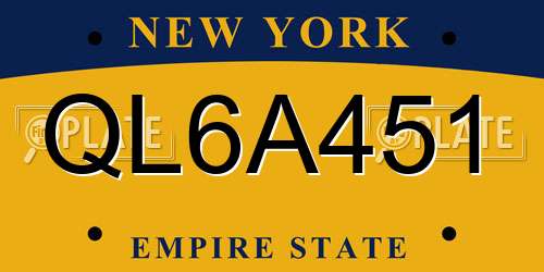 QL6A451 New York License Plate
