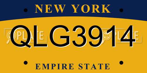QLG3914 New York License Plate