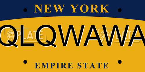 QLQWAWA New York License Plate