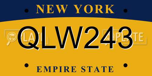 QLW243 New York License Plate