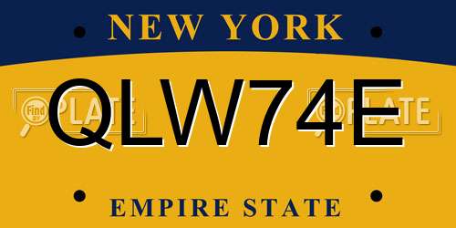 QLW74E New York License Plate