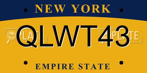 QLWT43 New York License Plate