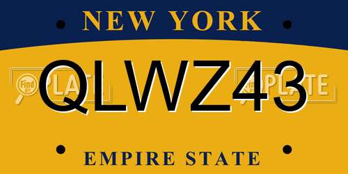 QLWZ43 New York License Plate