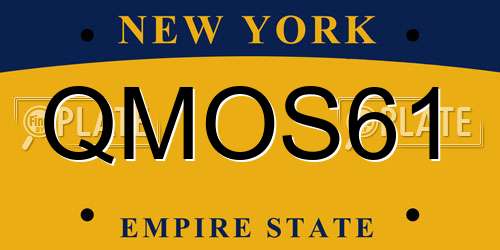 QMOS61 New York License Plate