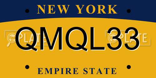QMQL33 New York License Plate