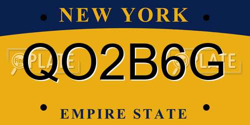 QO2B6G New York License Plate
