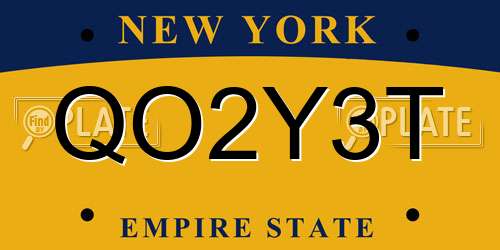 QO2Y3T New York License Plate