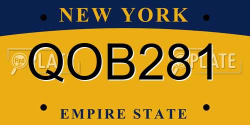 QOB281 New York License Plate