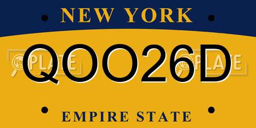 QOO26D New York License Plate