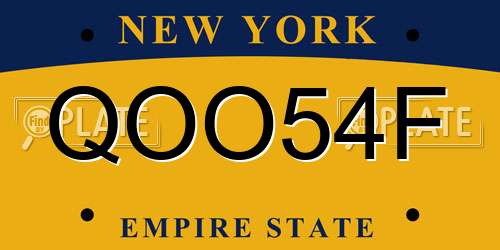 QOO54F New York License Plate