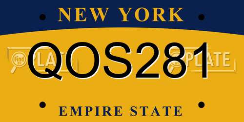 QOS281 New York License Plate