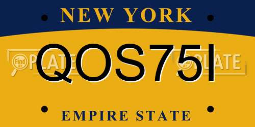 QOS75I New York License Plate