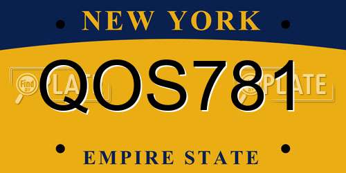 QOS781 New York License Plate