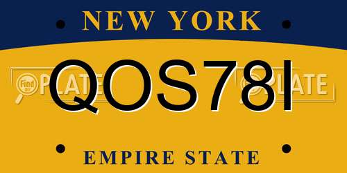 QOS78I New York License Plate