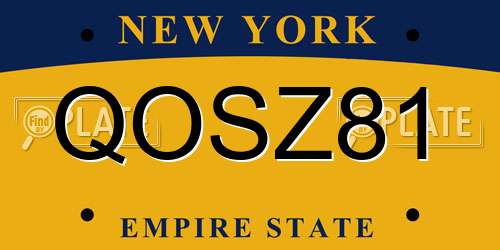 QOSZ81 New York License Plate