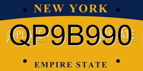 QP9B990 New York License Plate