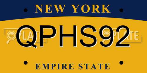 QPHS92 New York License Plate