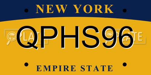 QPHS96 New York License Plate
