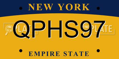 QPHS97 New York License Plate
