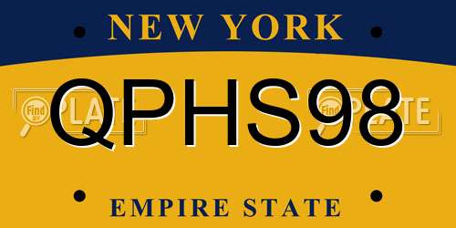 QPHS98 New York License Plate