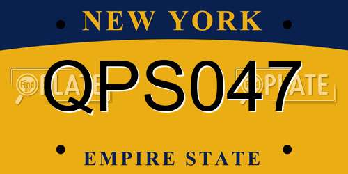 QPS047 New York License Plate