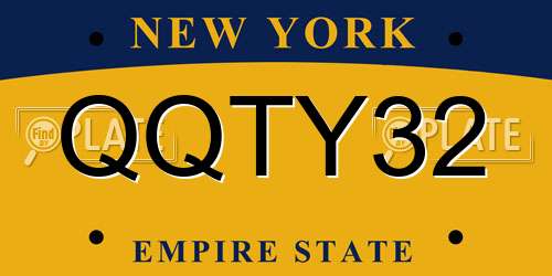 QQTY32 New York License Plate