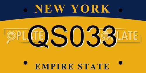 QS033 New York License Plate