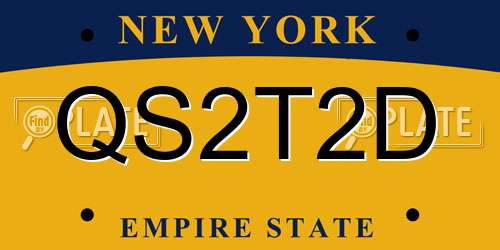 QS2T2D New York License Plate