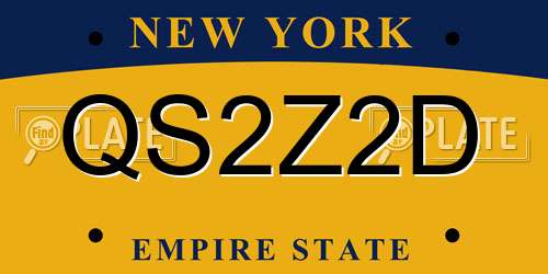 QS2Z2D New York License Plate
