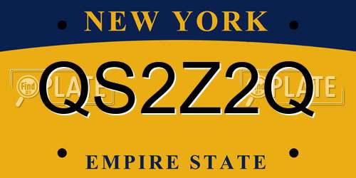 QS2Z2Q New York License Plate