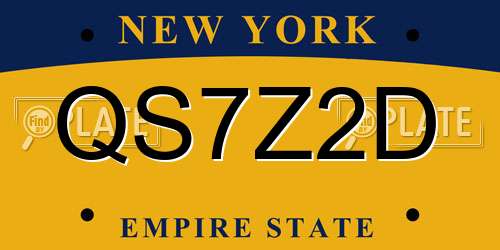 QS7Z2D New York License Plate