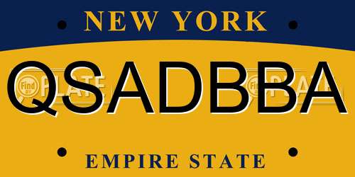 QSADBBA New York License Plate