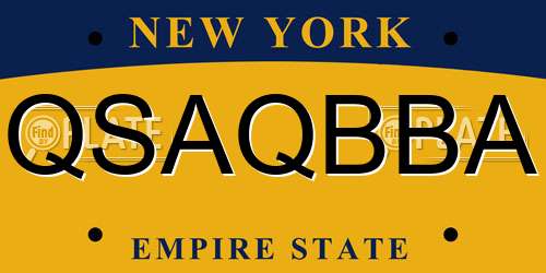 QSAQBBA New York License Plate