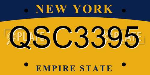 QSC3395 New York License Plate