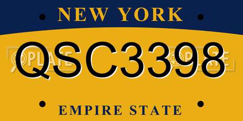 QSC3398 New York License Plate