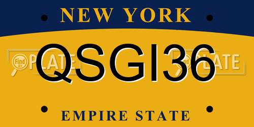 QSGI36 New York License Plate