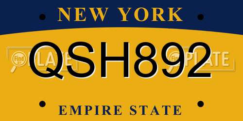 QSH892 New York License Plate