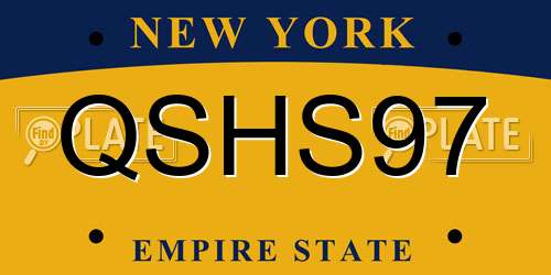 QSHS97 New York License Plate