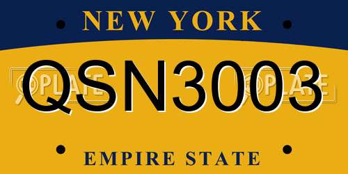 QSN3003 New York License Plate