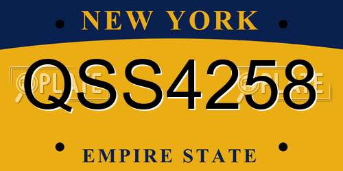 QSS4258 New York License Plate