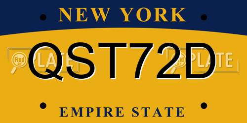 QST72D New York License Plate