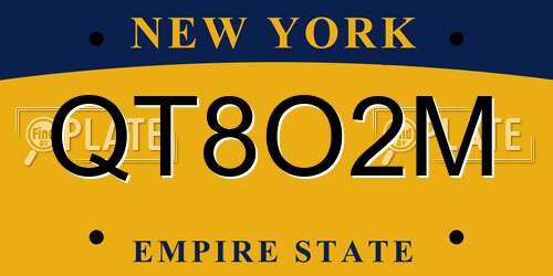 QT8O2M New York License Plate
