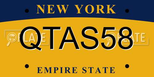 QTAS58 New York License Plate