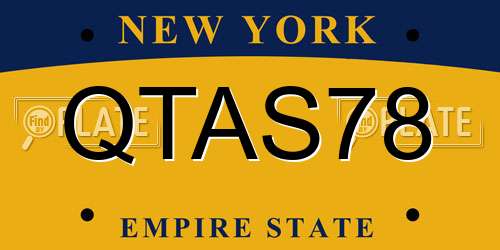 QTAS78 New York License Plate