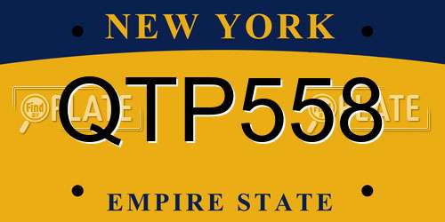 QTP558 New York License Plate