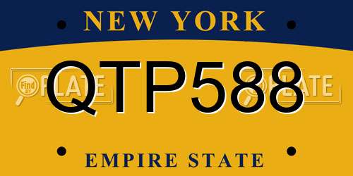 QTP588 New York License Plate